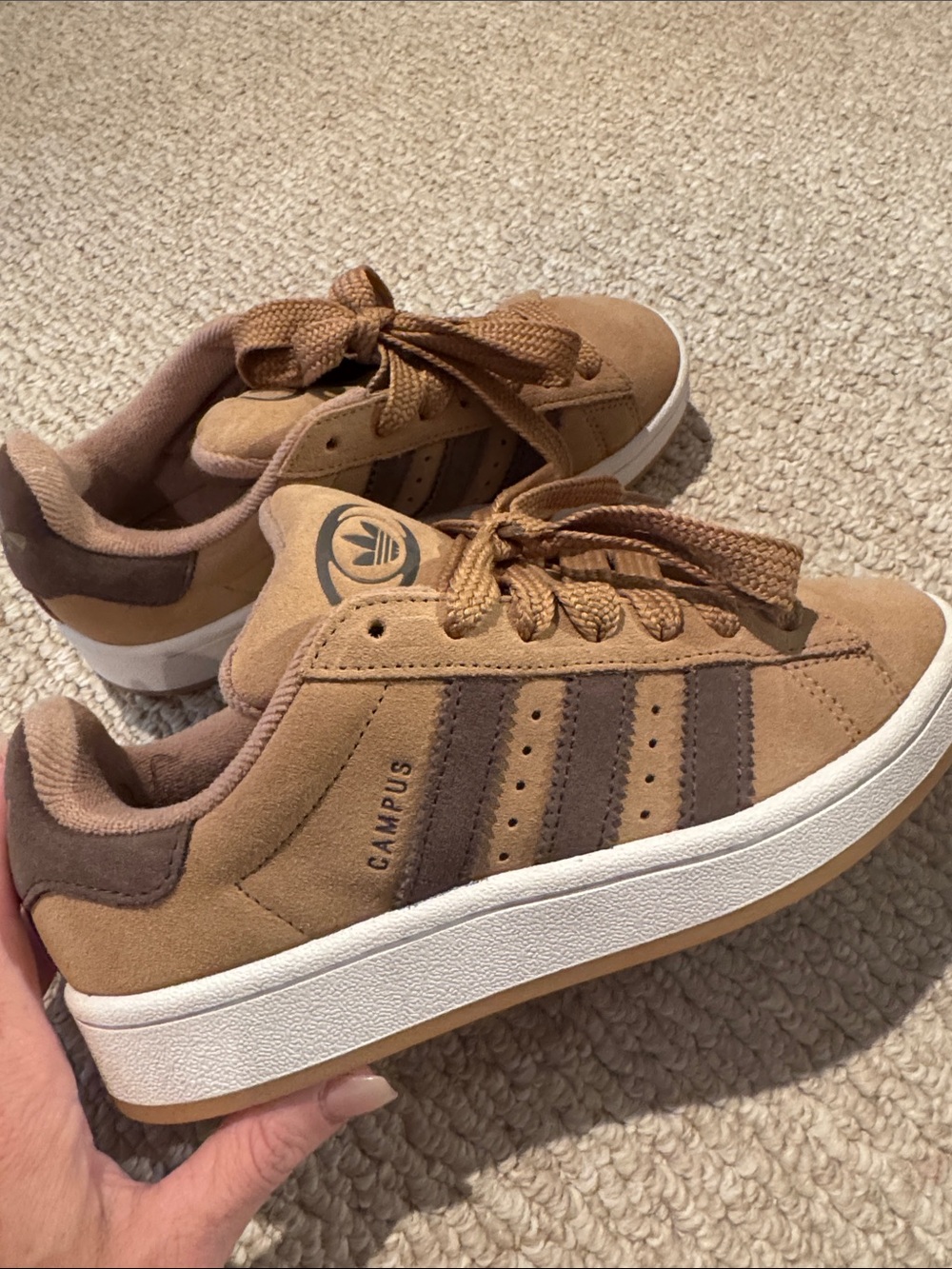 adidas Kids Campus Suede Sneakers - Tan/Brown NEVER WORN